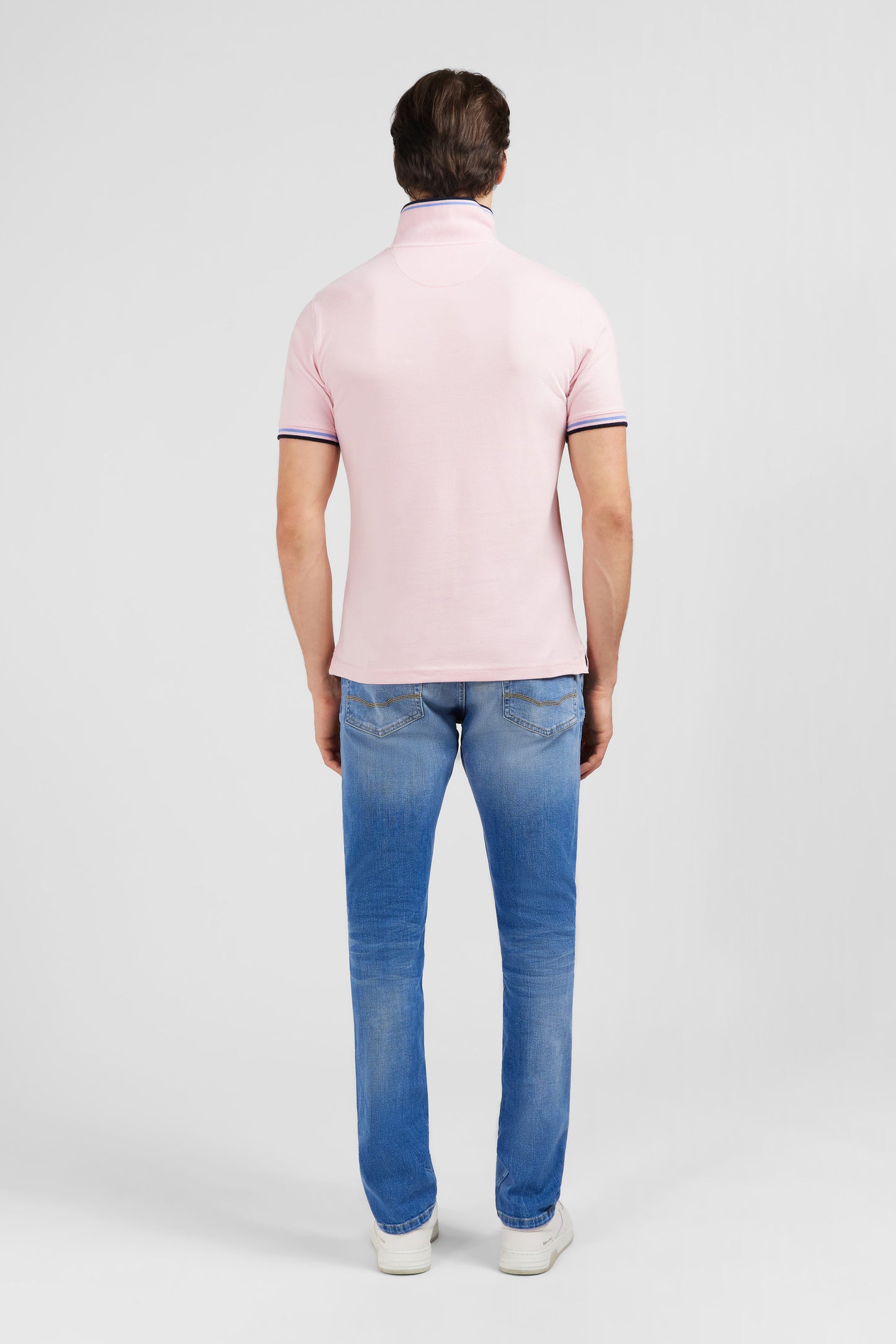 Pink polo shirt in Pima cotton