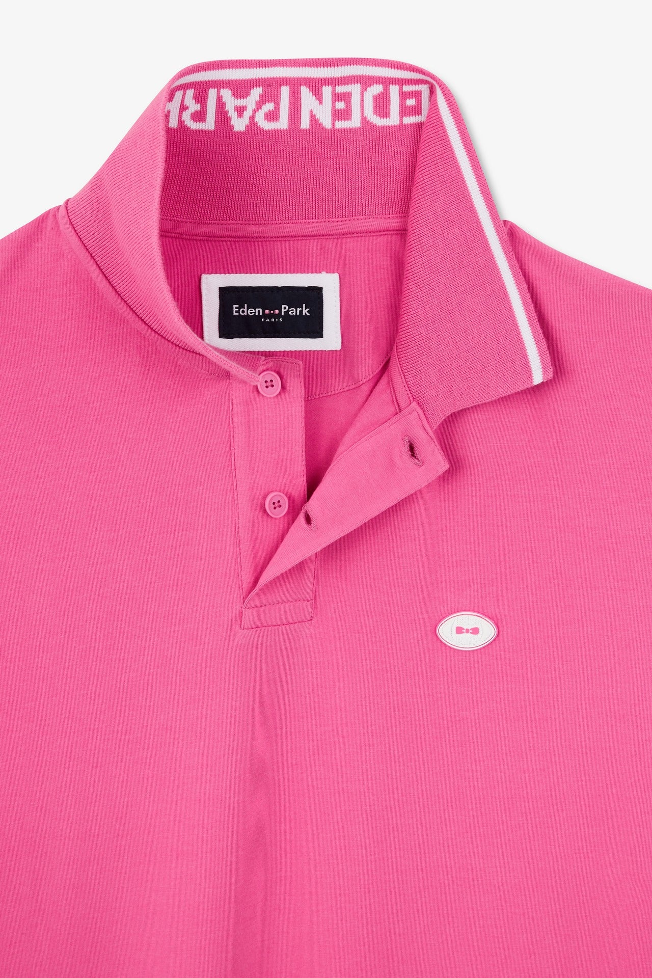 Pink short-sleeved polo shirt