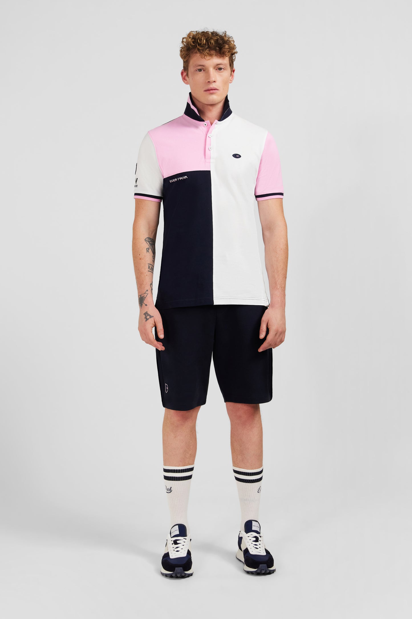 Short-sleeved colour-block XV de France polo shirt