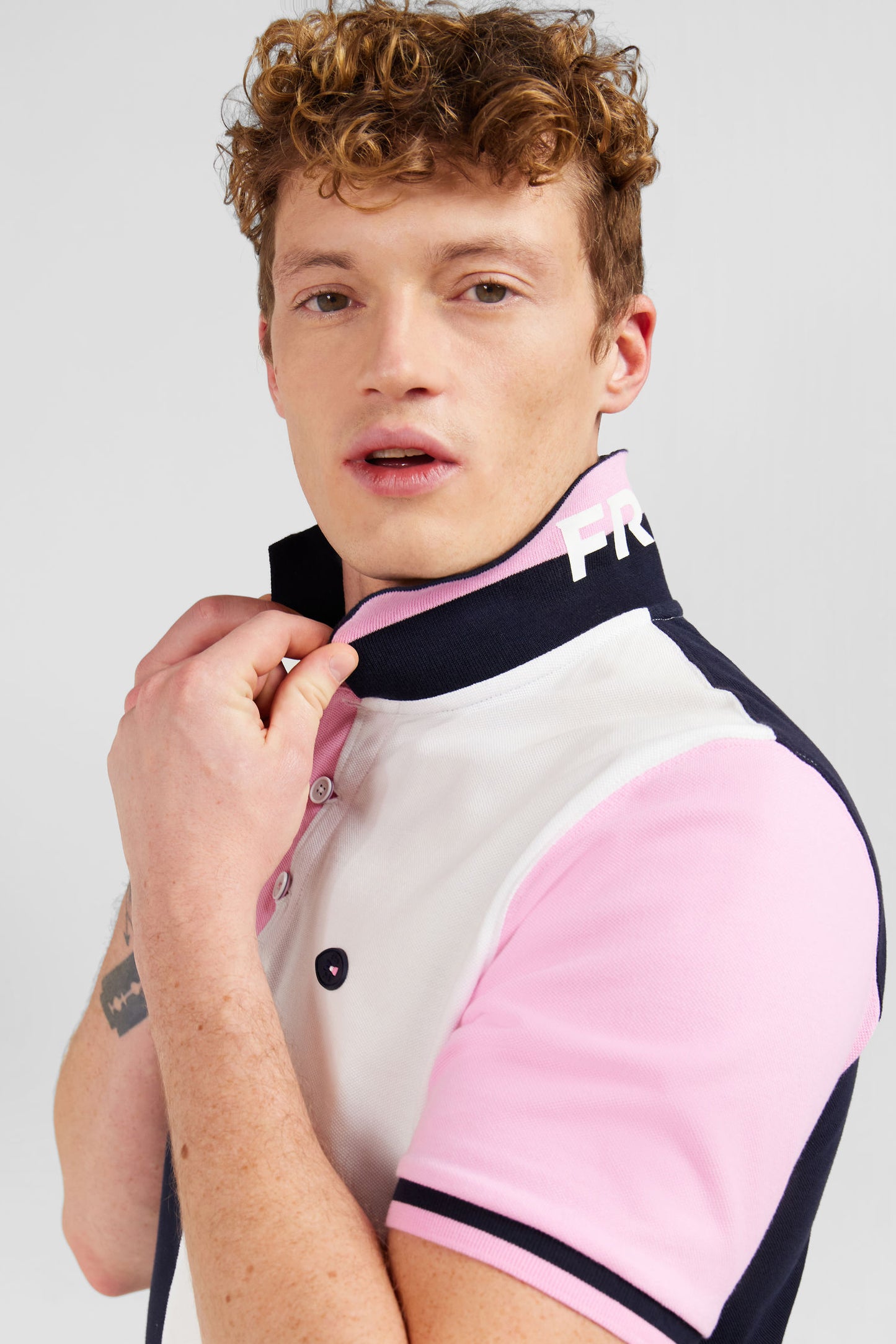 Short-sleeved colour-block XV de France polo shirt