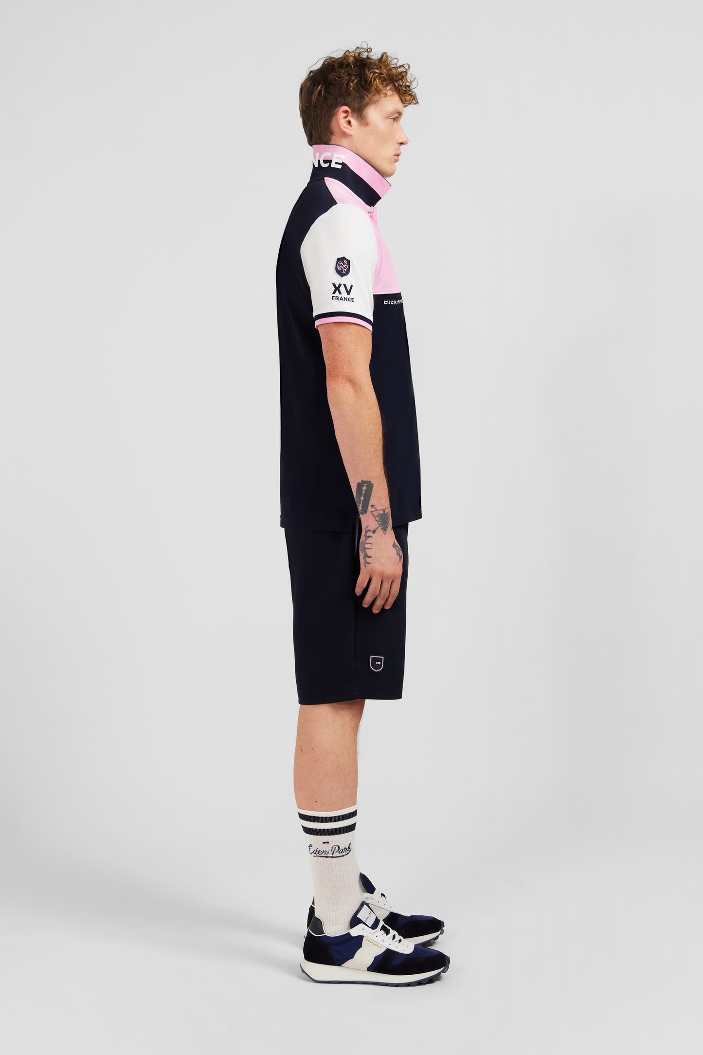 Short-sleeved colour-block XV de France polo shirt