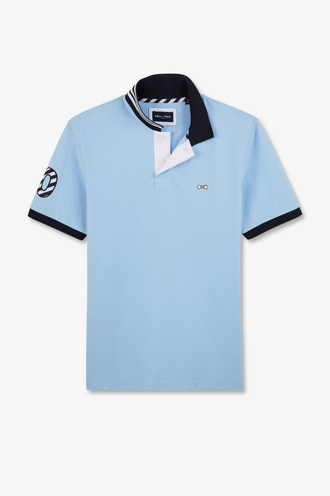 Light blue short-sleeved polo shirt number 10 - Image 2
