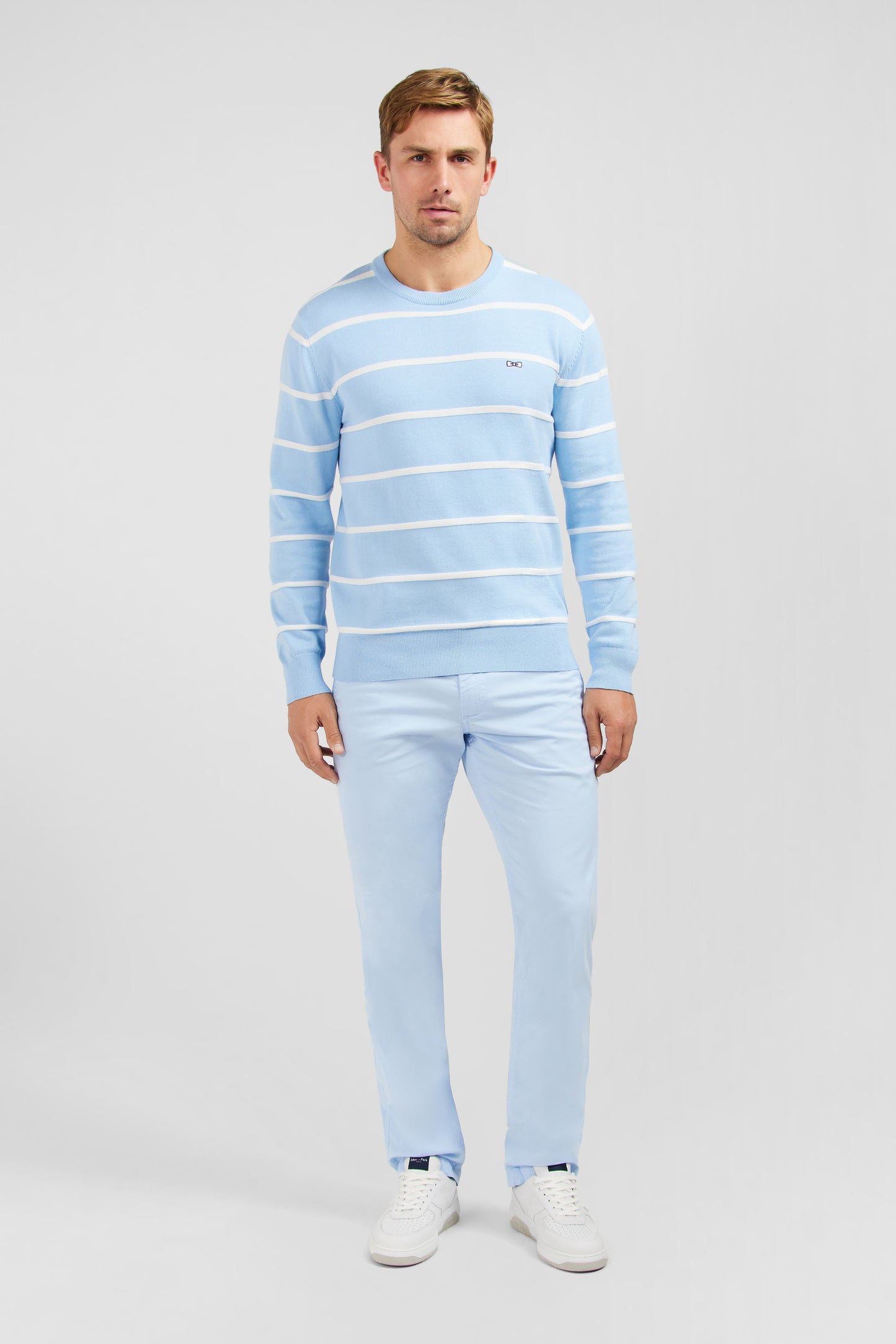 Light blue striped jumper in combination knit