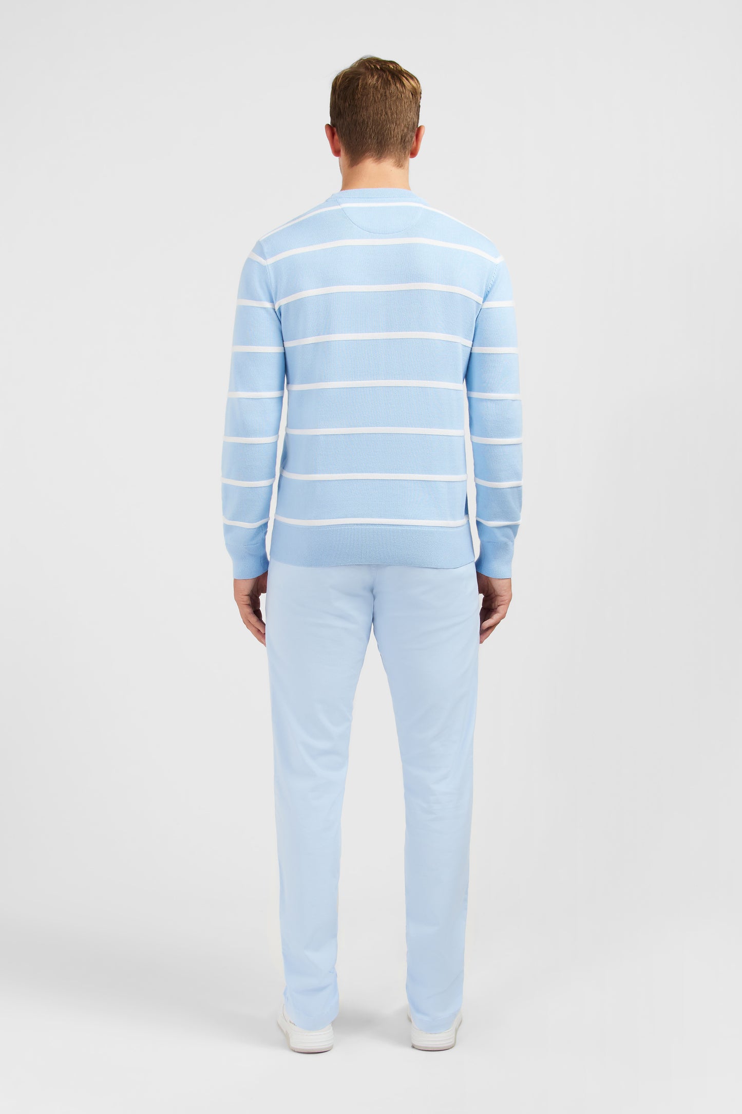Light blue striped jumper in combination knit