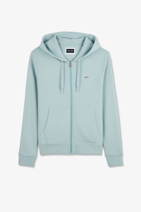Green fleece zipped hoodie with bow tie embroidery - Image 2