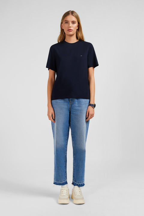 Plain dark blue short-sleeved T-shirt - Image 1