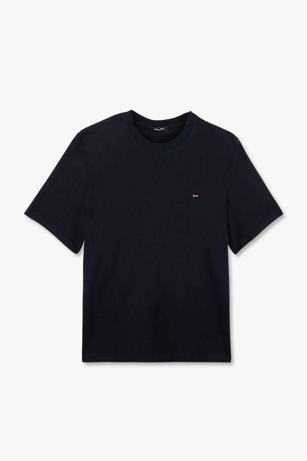 Plain dark blue short-sleeved T-shirt