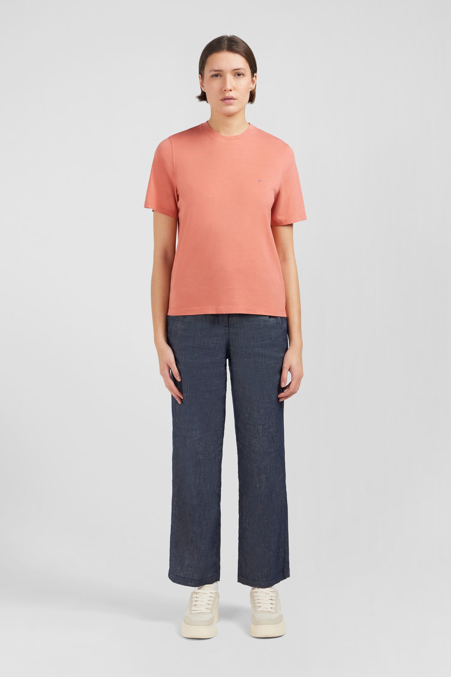 Plain brick short-sleeved T-shirt