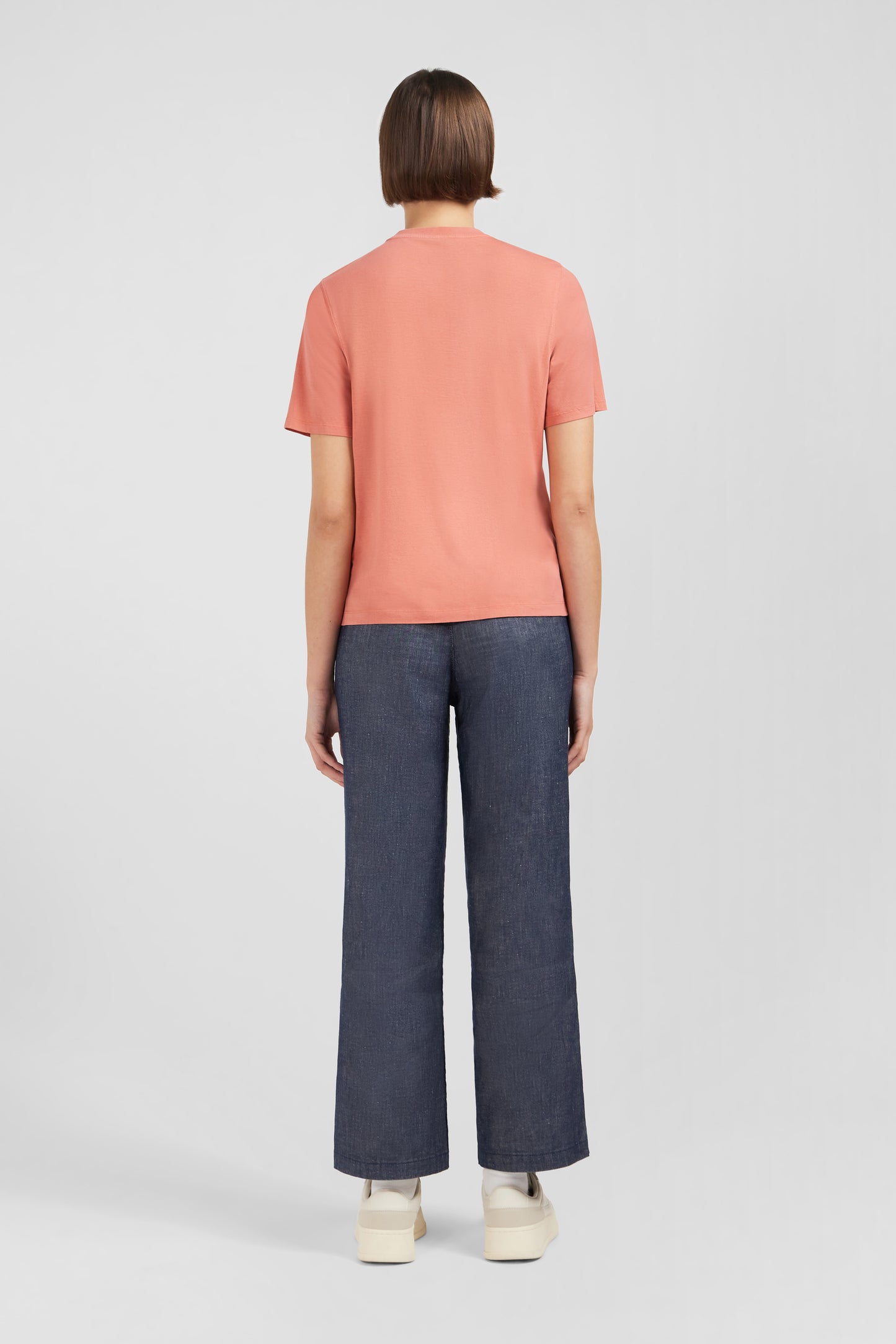 Plain brick short-sleeved T-shirt