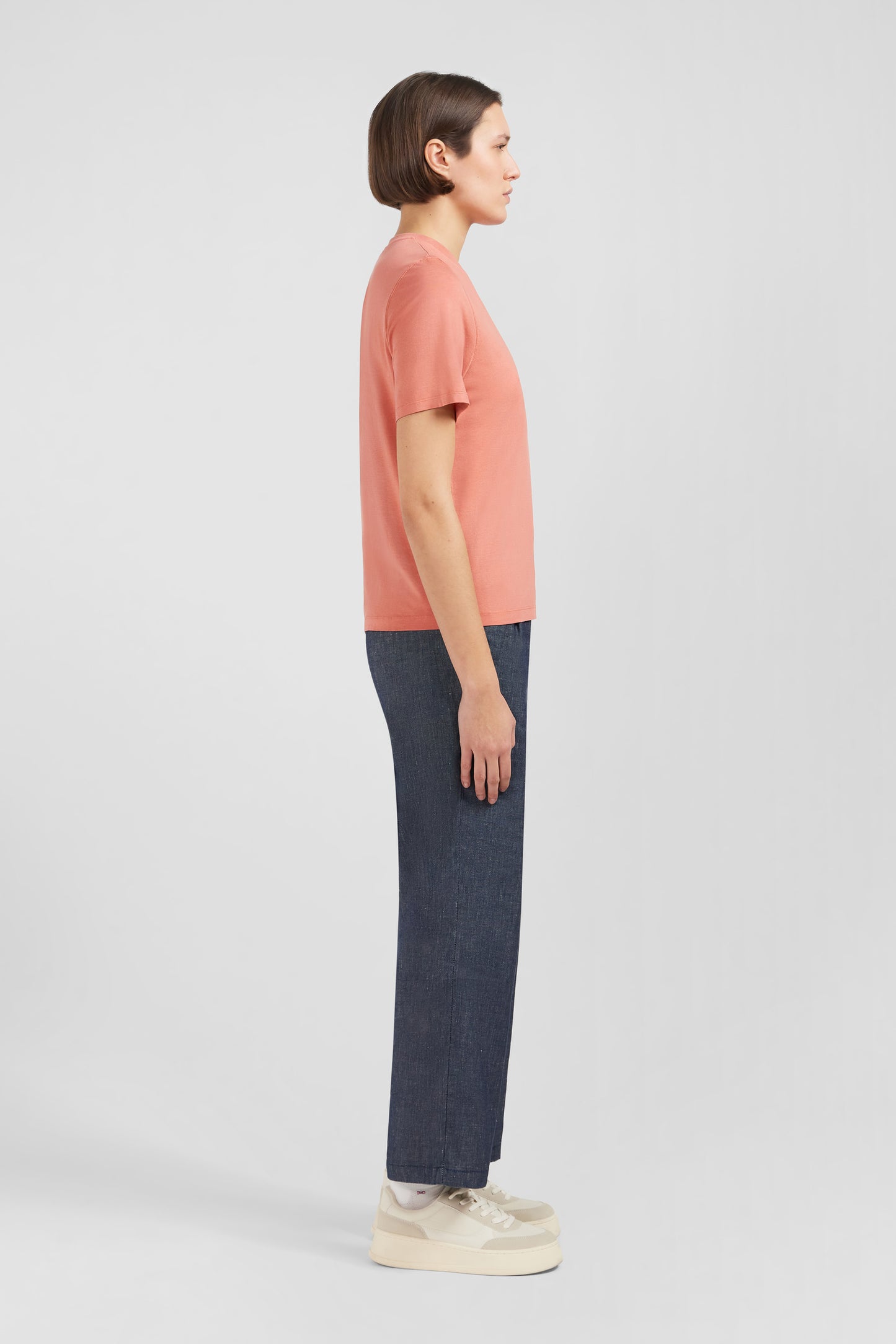 Plain brick short-sleeved T-shirt