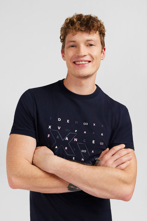 Navy blue printed short-sleeved T-shirt - Image 3