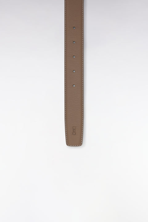 Beige smooth leather belt with white stitching - Image 3