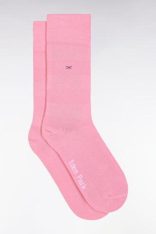 Pink stretch cotton-blend full-rim socks