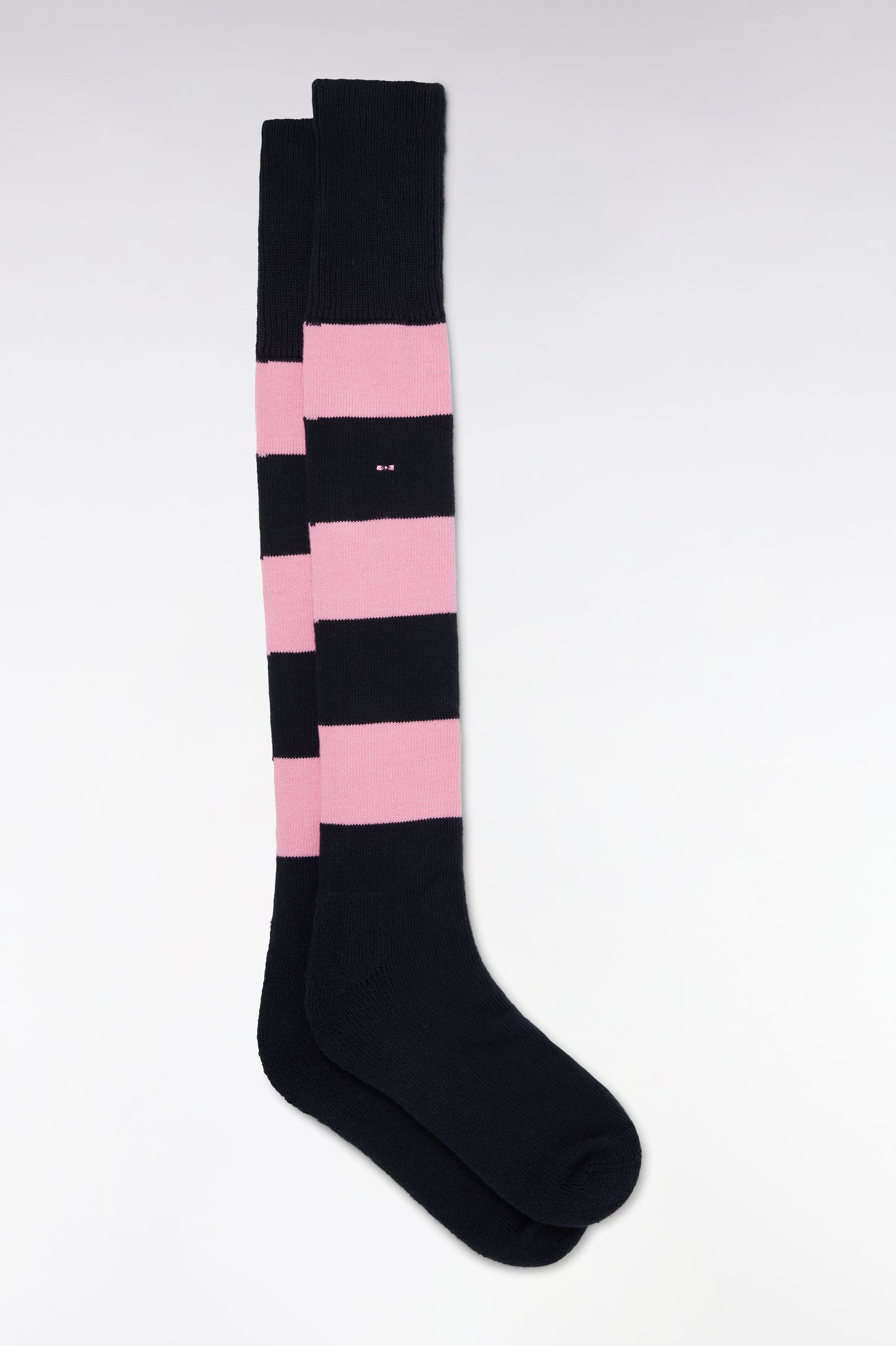 Navy and pink full-rimmed rugby socks