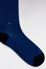Plain blue stretch cotton-blend socks