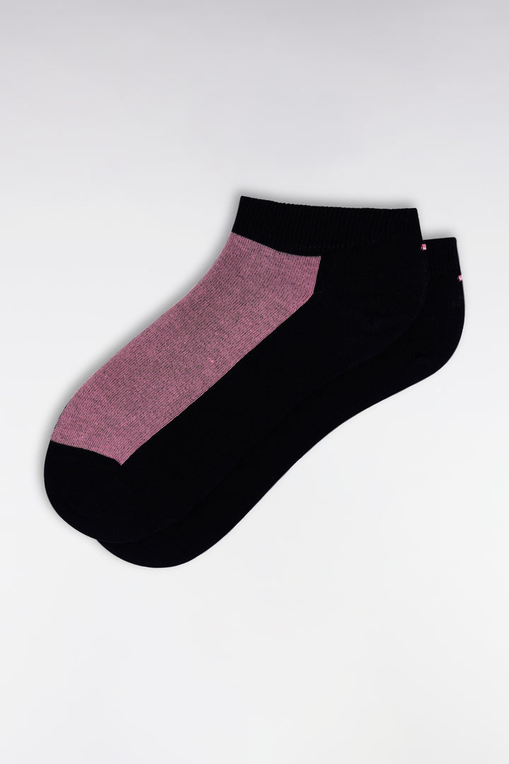 Chaussettes basses en coton stretch mélangé bicolores ciel et marine