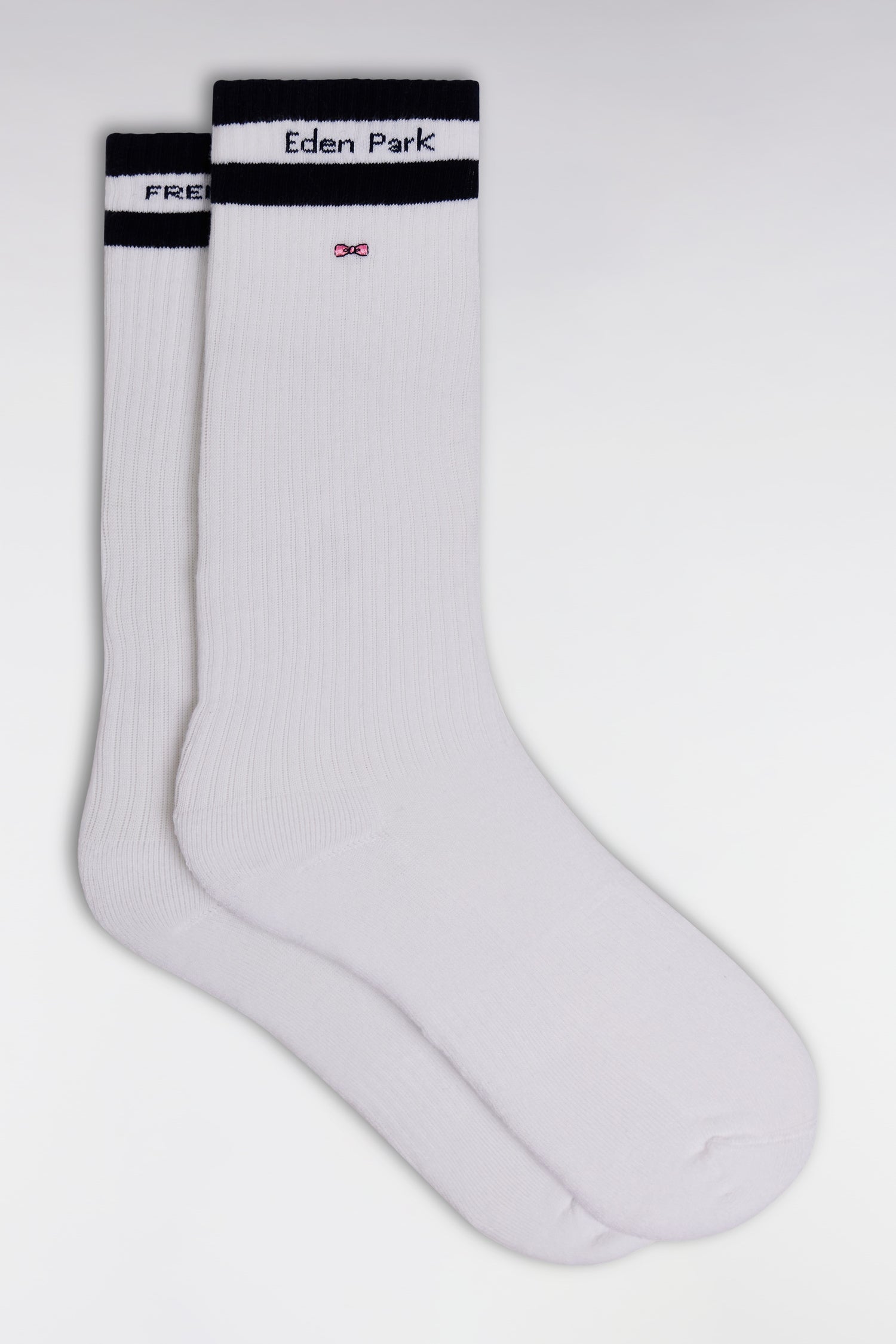 Chaussettes en coton stretch mélangé blanches logo Eden Park