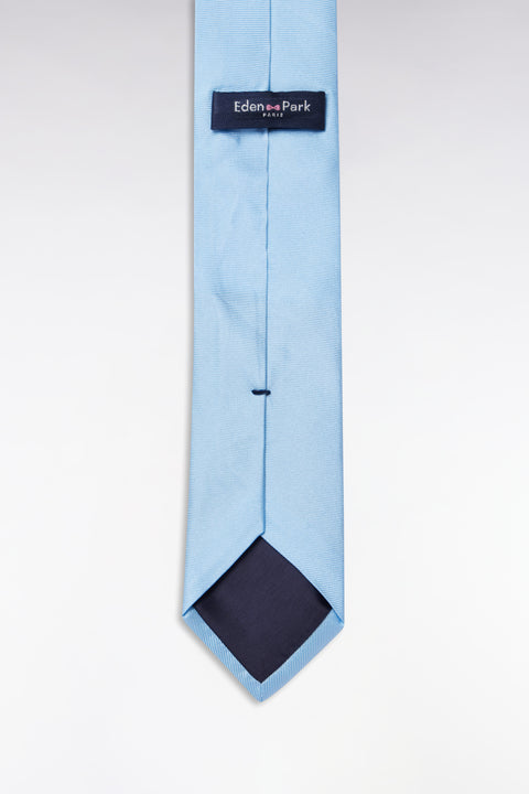 Sky and white rimmed silk tie - Image 1