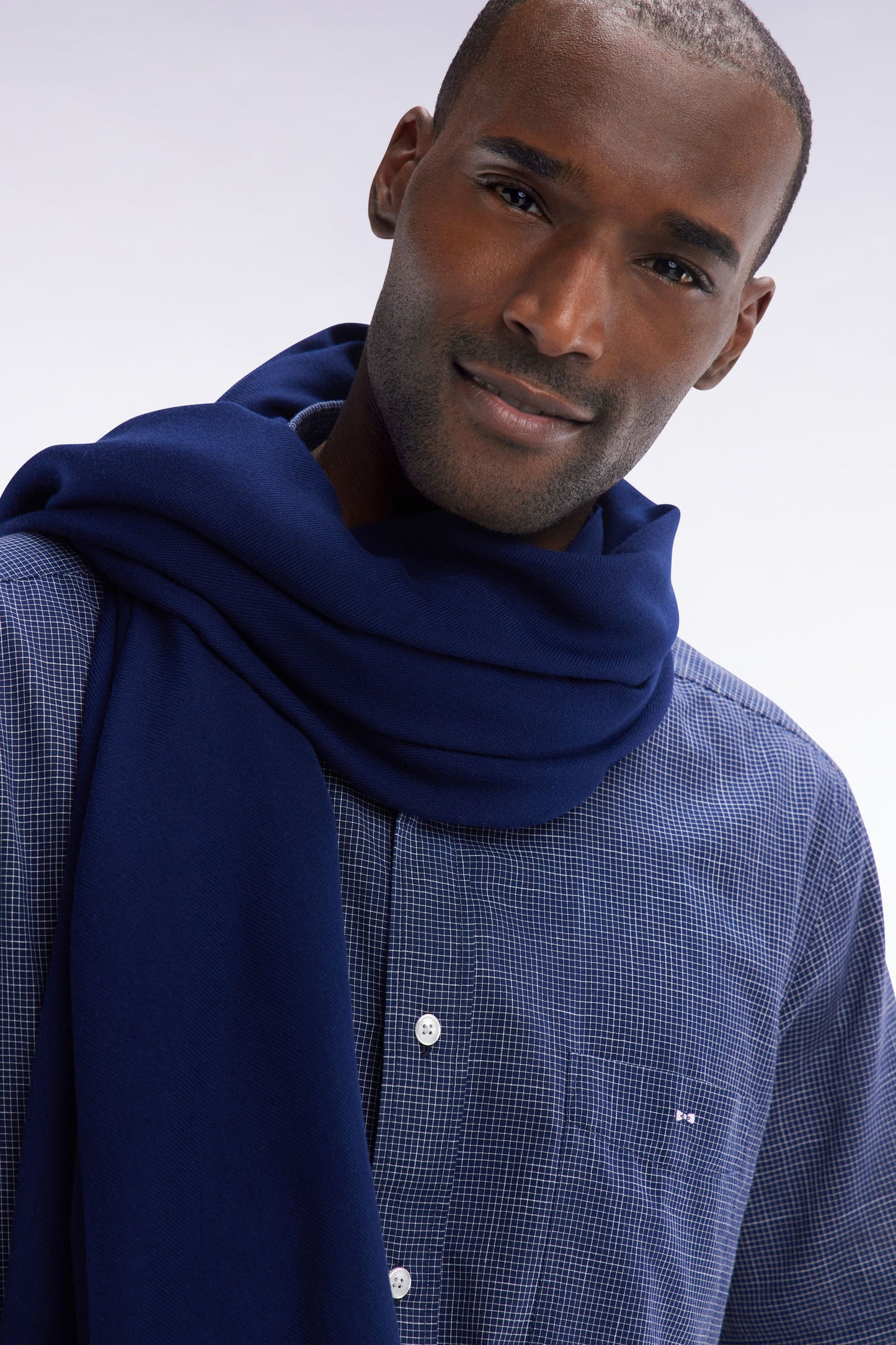 Plain navy blue flowing scarf