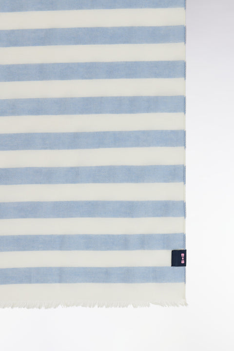 Cotton blend scarf with sky blue pinstripes - Image 2
