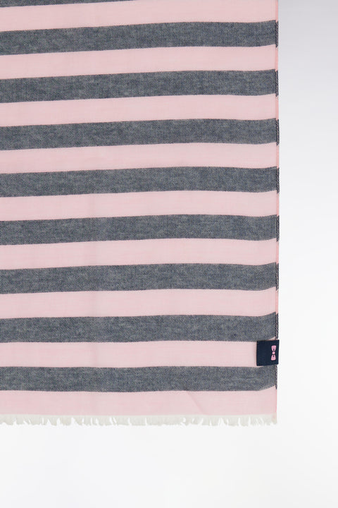 Cotton blend scarf with pink pinstripes - Image 3