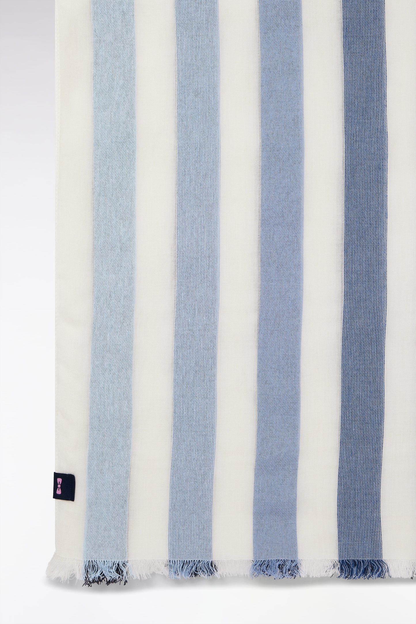 Blue cotton blend striped scarf