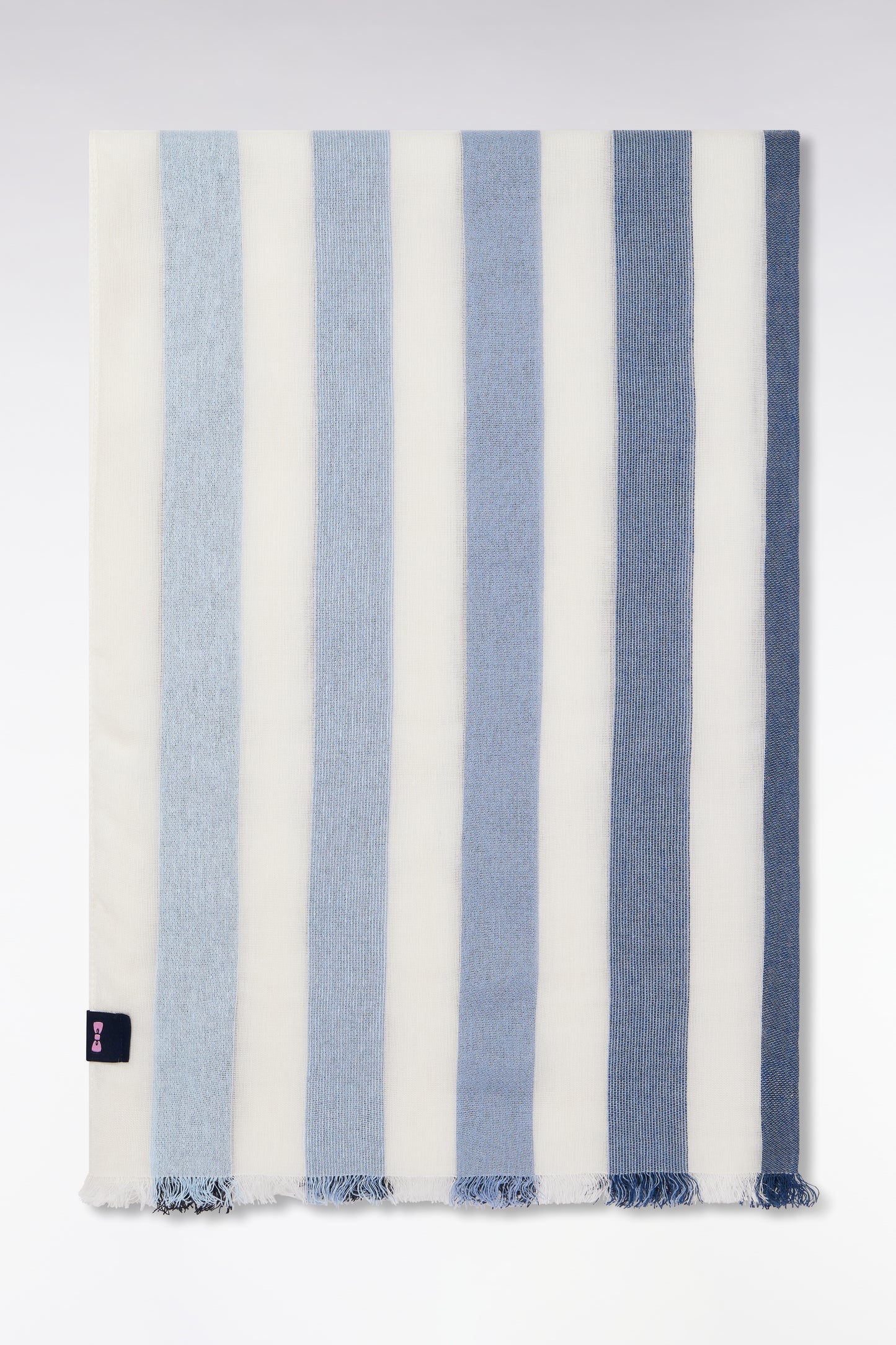 Blue cotton blend striped scarf