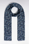 Cotton and silk scarf with blue floral print