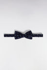 Navy silk bow tie with sky blue micropatterned bow ties