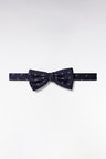 Navy silk bow tie with pink micropatterned bow ties