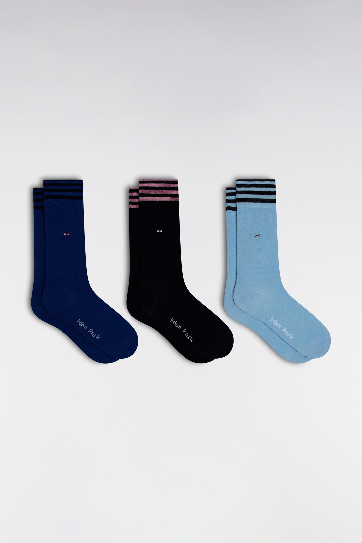 Pack of 3 pairs of blue stretch cotton blend socks