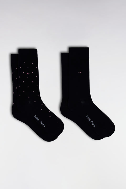 Pack of 2 pairs of navy socks in stretch cotton blend - Image 1