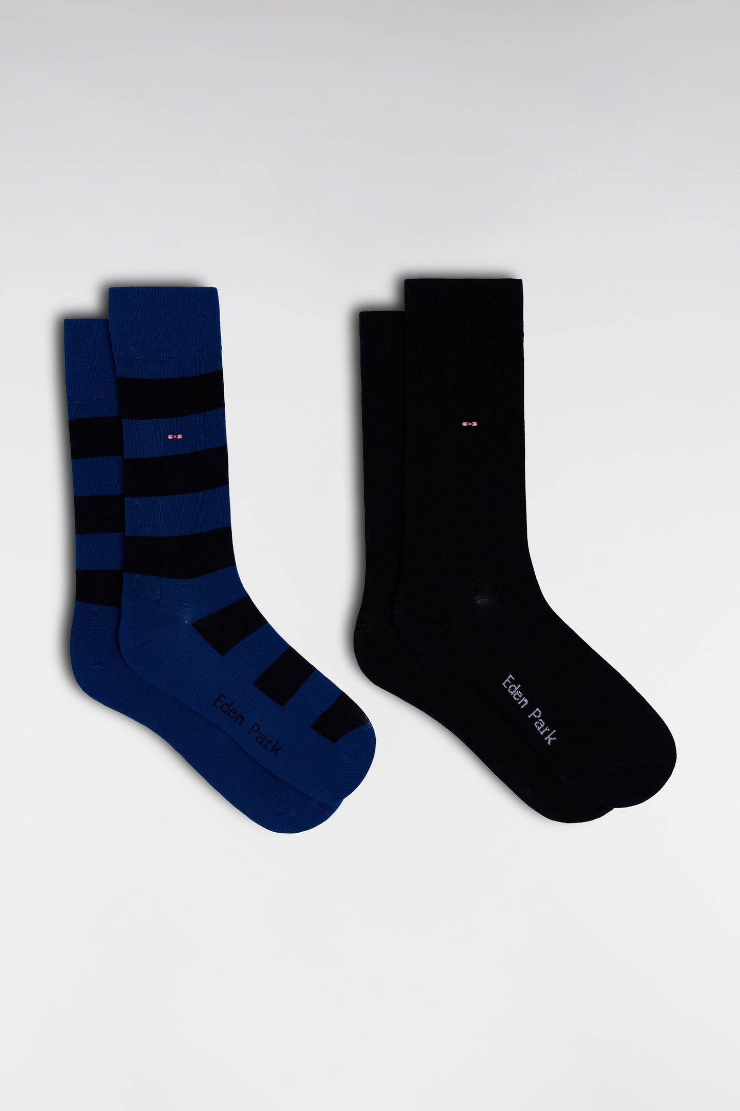 Lot de 2 paires de chaussettes en coton stretch mélangé bleues et marine