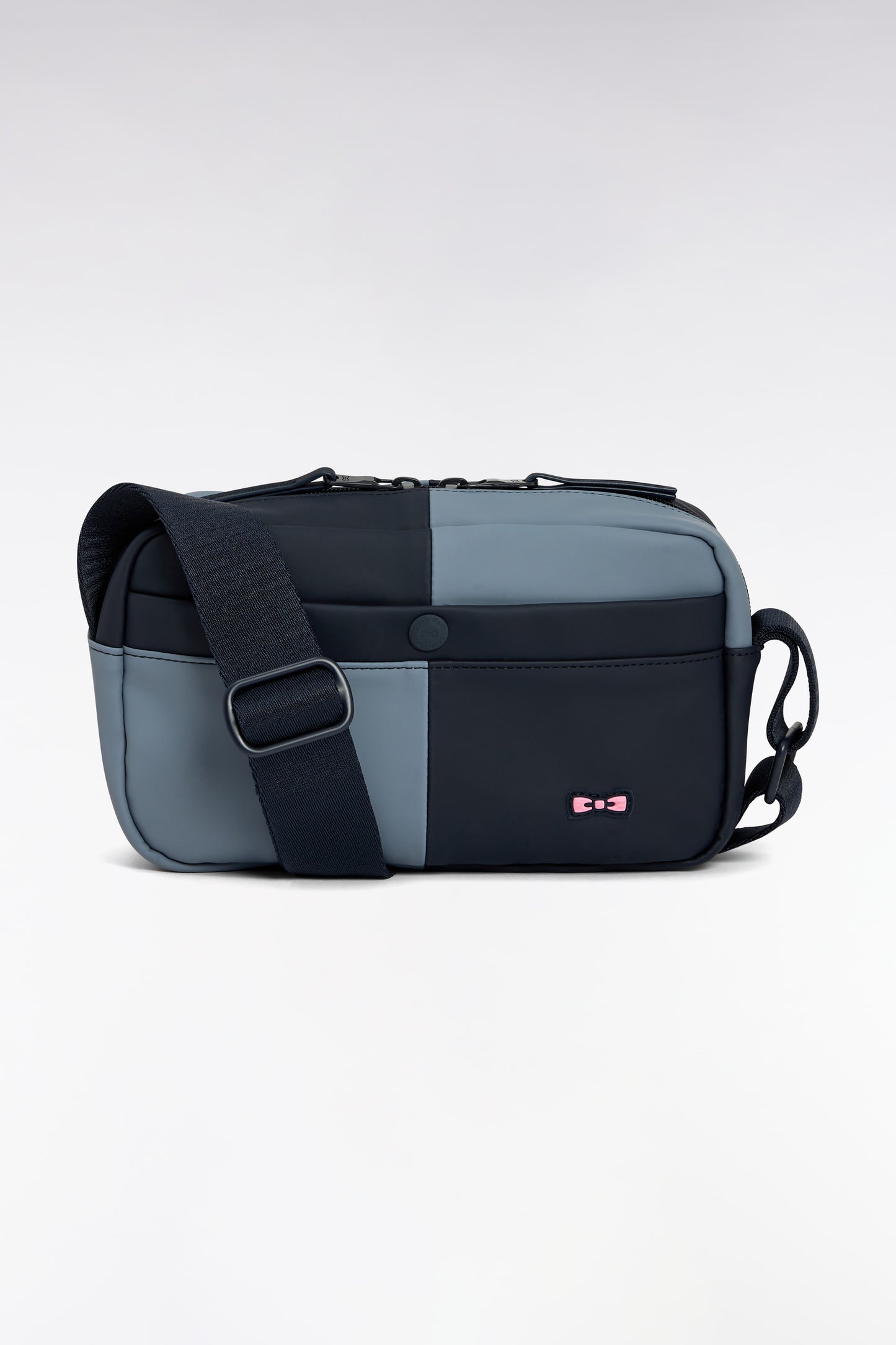 Camera bag in navy and grey cut and sew rubber