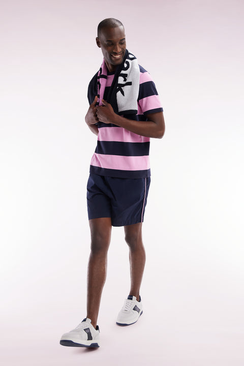 Navy swimsuit with tricolor details - Image 3