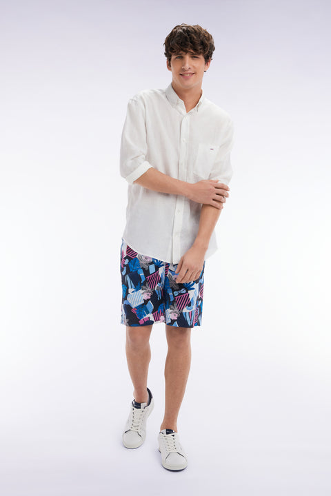 Navy swimsuit with floral print - Image 1