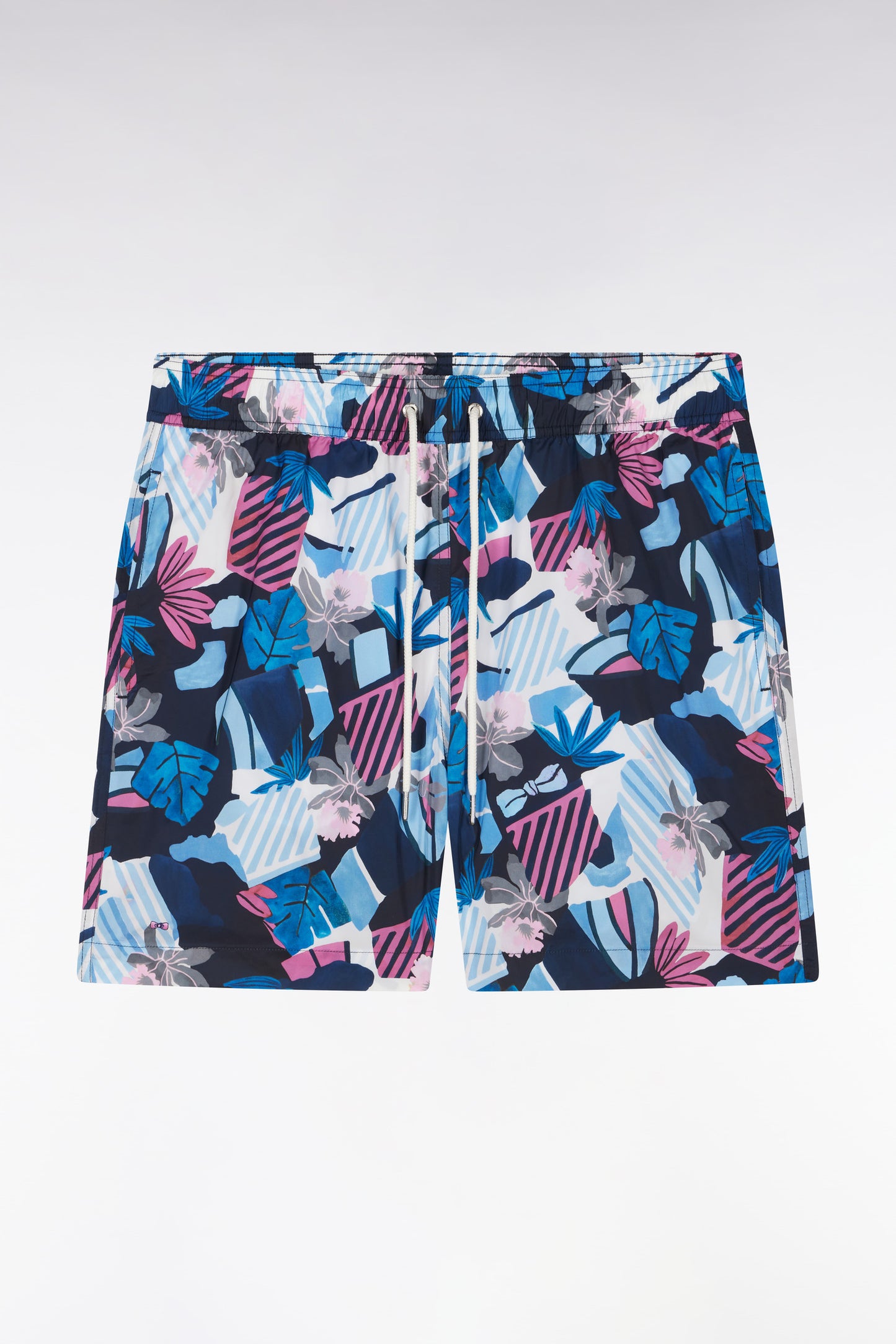 Navy swimsuit with floral print