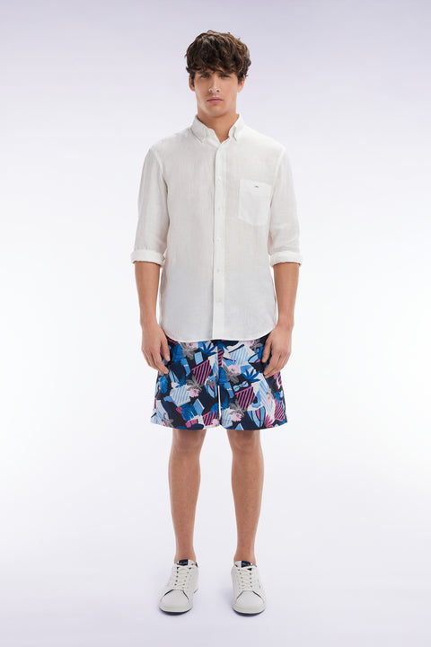 Navy swimsuit with floral print - Image 3