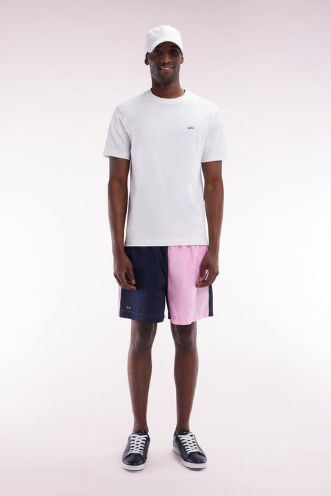 Two-tone swimsuit in pink and navy - Image 1