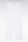 White straight-cut stretch cotton pleat-free chinos