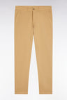 Camel straight-cut stretch cotton pleat-free chinos