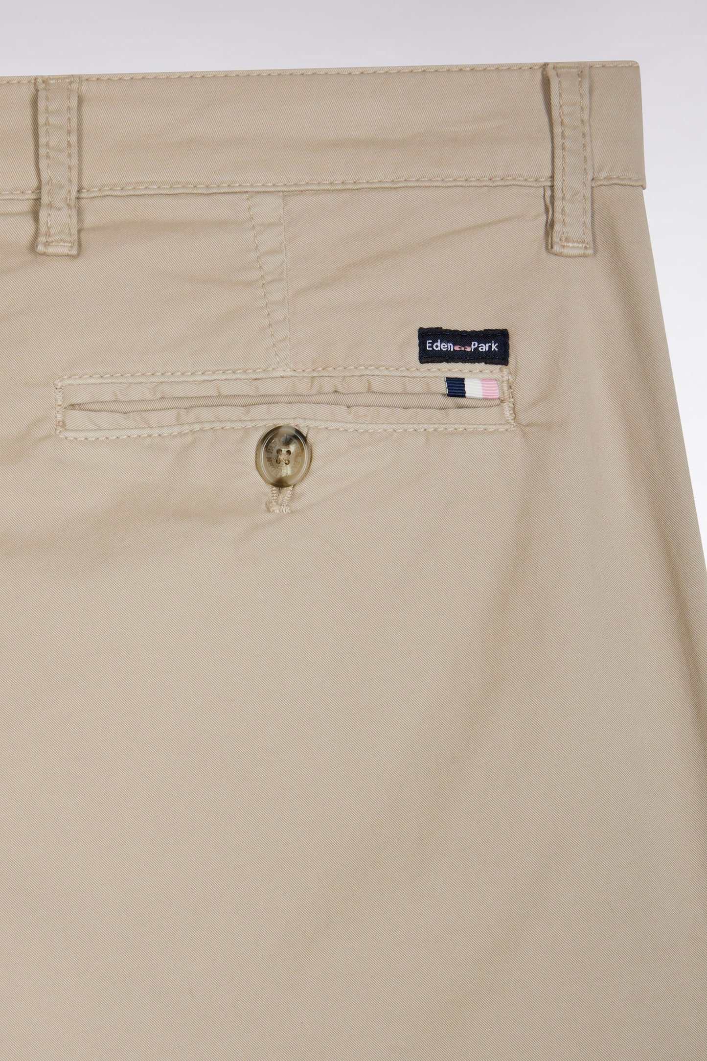 Beige straight-cut stretch cotton pleat-free chinos