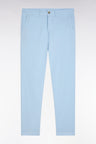 Light blue straight-cut stretch cotton pleat-free chinos