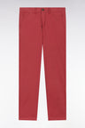 Red straight-cut stretch cotton pleat-free chinos