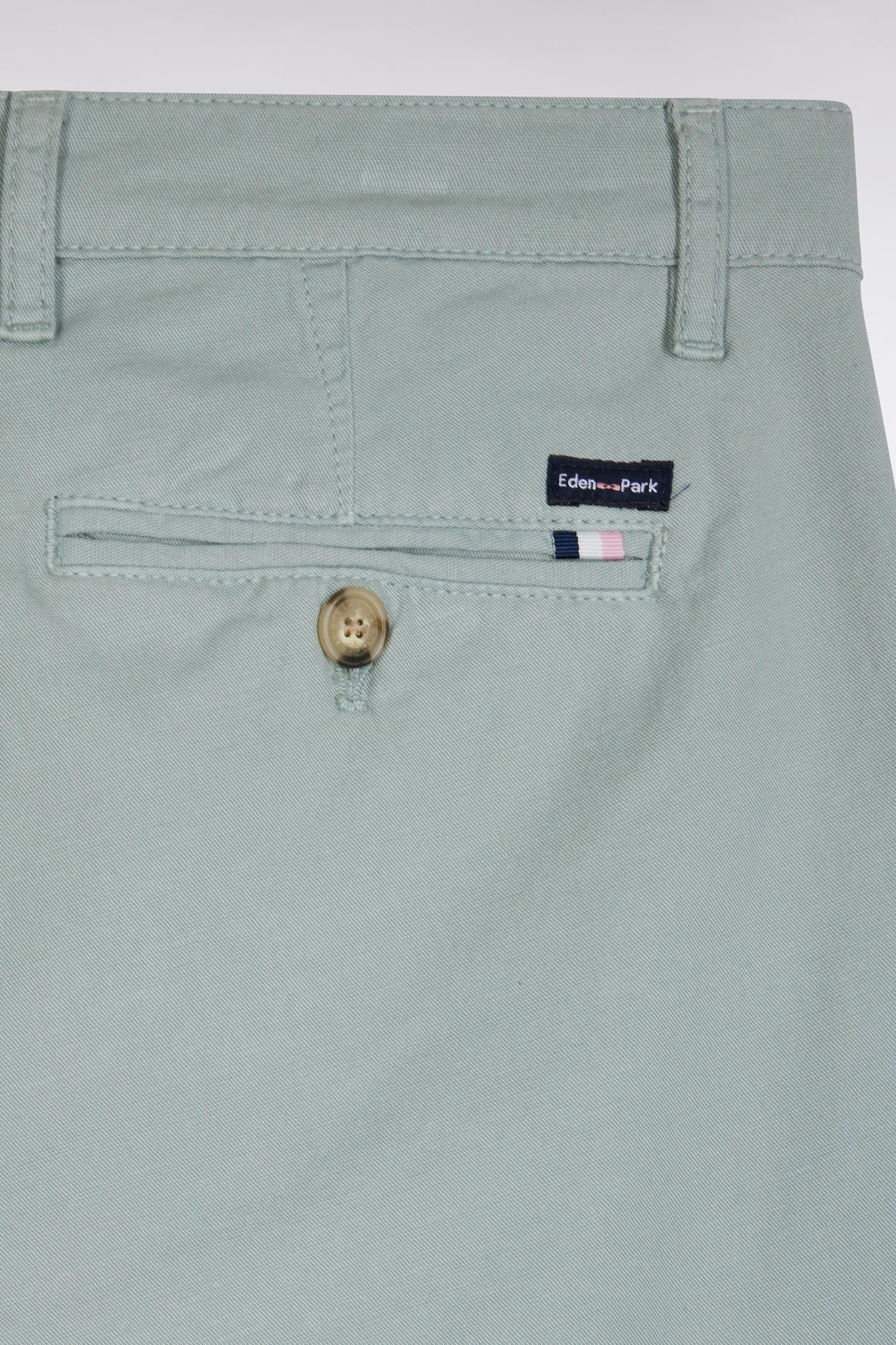 Pantalon chino sans pli en coton et lin stretch gris moyen coupe droite