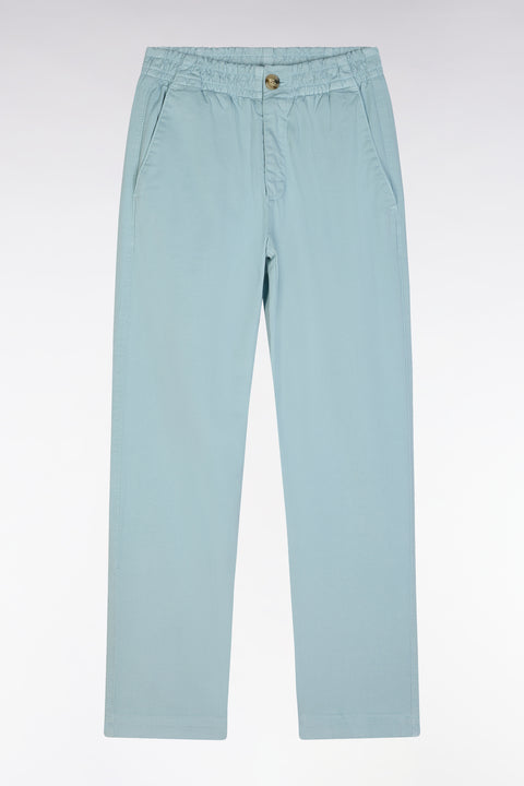 Straight-cut sea green stretch cotton pleat-free chinos - Image 1