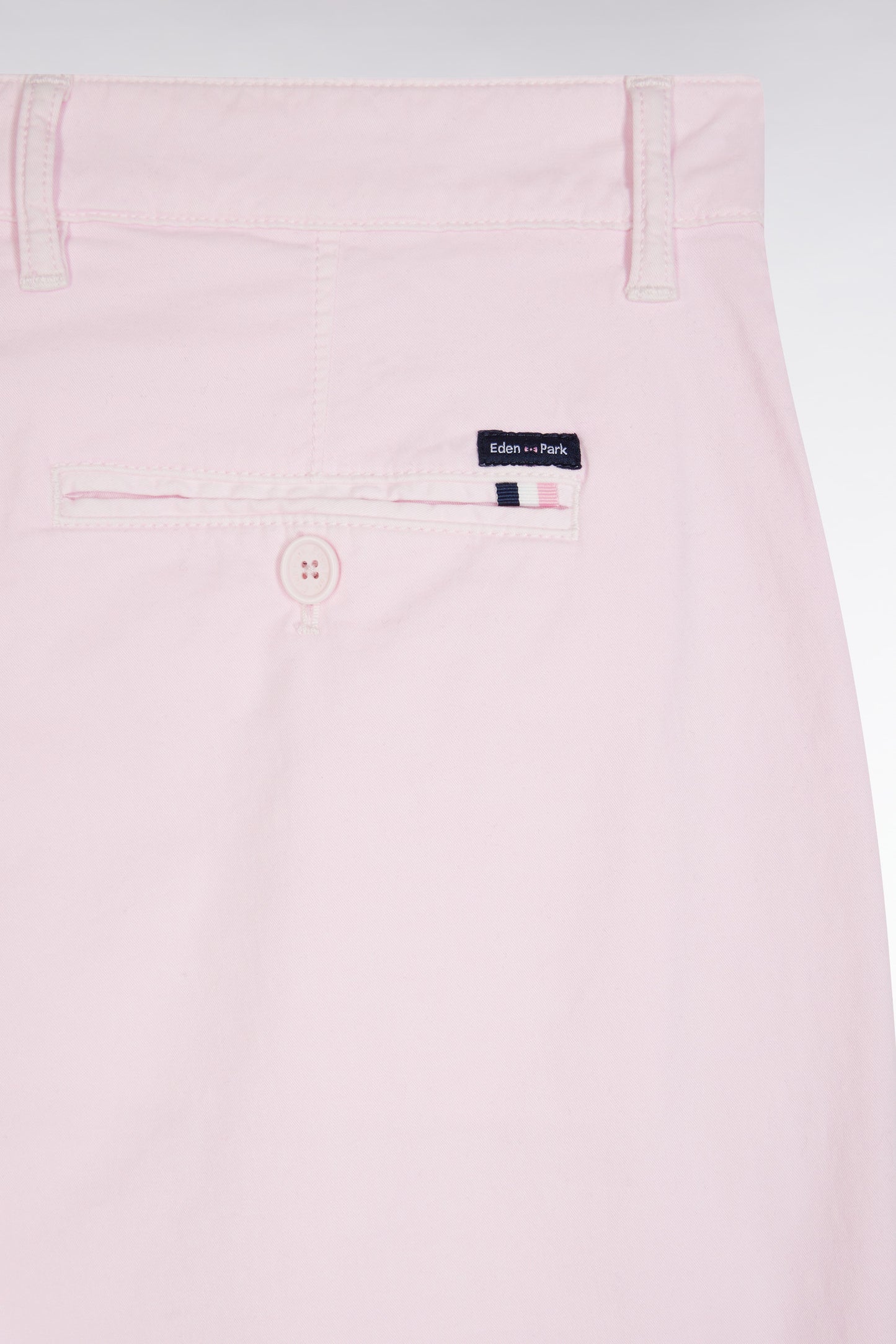 Pantalon chino à plis en coton stretch rose coupe droite