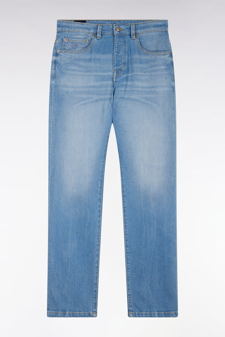 Jean 5 poches en denim stretch medium wash coupe droite