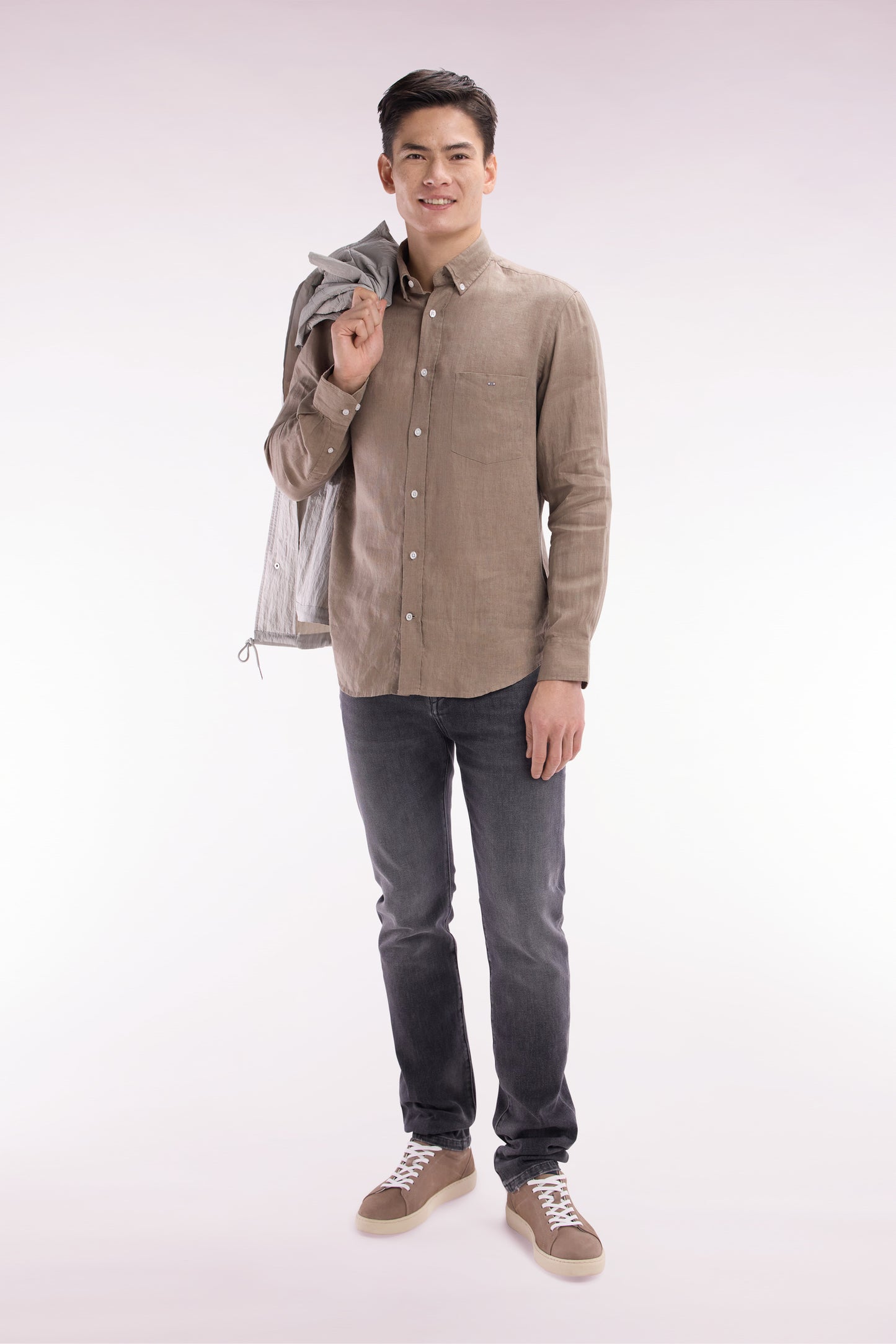Slim fit grey stretch denim 5-pocket jeans