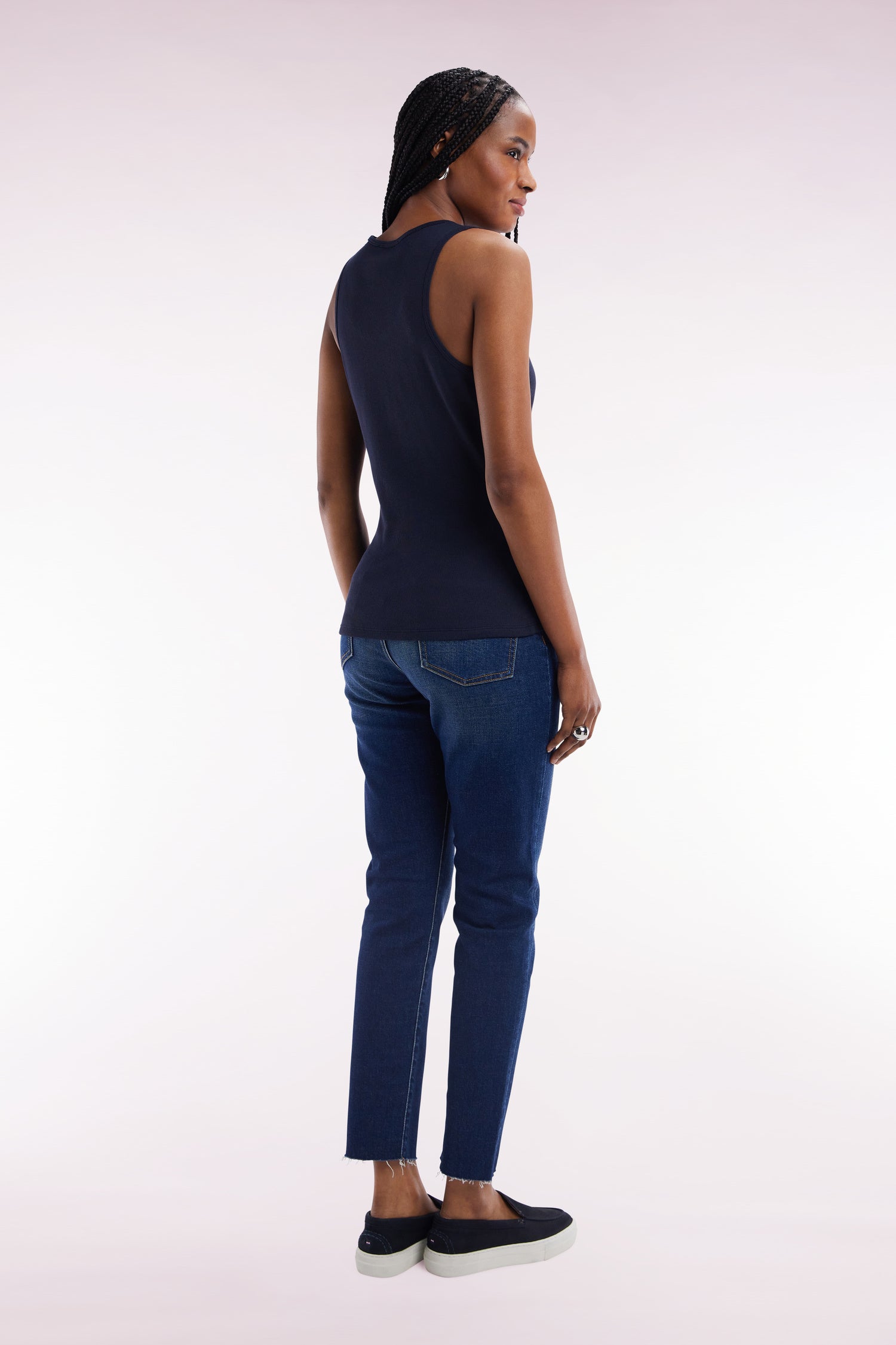 Jean 5 poches en denim stretch bleu coupe slim